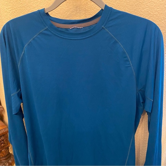 PATAGONIA Women Blue Striped Capilene Baselayer Long Sleeve Shirt Size Medium - Picture 2 of 7
